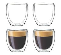 Youngever 4 Pack Espresso Cups, Double Wall Thermo Insulated Espresso Cups, Glass Coffee Cups, 100ML