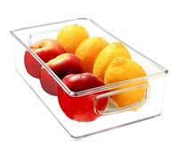 Youngever 4 Pack Heavy Hard Plastic Fridge Organiser Set, Stackable Fridge Storage Boxes, Re-usable Thick Organizer Container Bin,Pantry Organization Bins, Kitchen Storage Bins (25CM x 15CM x 8CM)