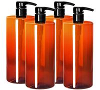 Youngever 4 Pack Pump Bottles for Shampoo 1L, Amber Shampoo Pump Bottles, Plastic Cylinder with Lockdown Leak Proof Pumps