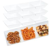 Youngever 4 Pack Stackable Plastic Serving Trays, 38CM x 13CM Compartment Platters for Party (White)