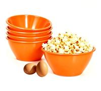 Youngever 5 Pack 22 oz Plastic Cereal Bowls, Reusable Snack Bowls, Soup Bowls, Fruit Bowls, Lightweight and Durable (Orange)