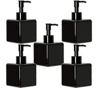 Youngever 5 Pack 250ML Black Plastic Square Pump Bottles 8 Ounce, Refillable Plastic Pump Bottles for Dispensing Lotions, Shampoos and More