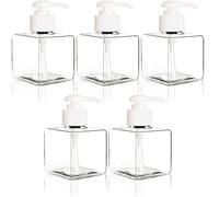 Youngever 5 Pack 250ML Clear Plastic Square Pump Bottles, Refillable Plastic Pump Bottles for Dispensing Lotions, Shampoos