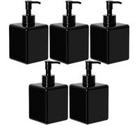 Youngever 5 Pack 350ML Black Plastic Square Pump Bottles 12 Ounce, Refillable Plastic Pump Bottles for Dispensing Lotions, Shampoos
