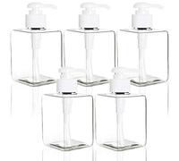 Youngever 5 Pack 350ML Clear Plastic Square Pump Bottles, Refillable Plastic Pump Bottles for Dispensing Lotions, Shampoos