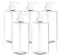 Youngever 5 Pack 500ML Plastic Pump Bottles, Clear Refillable Plastic Pump Bottles for Dispensing Lotions, Shampoos,