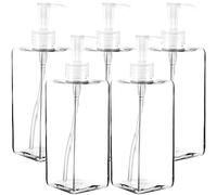 Youngever 5 Pack 500ML Pump Bottles, Empty Shampoo Pump Bottles, Plastic Square with Lockdown-Leak Proof-Pumps (Clear Pump)