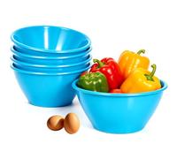 Youngever 5 Pack 80 oz Plastic Salad Bowls, Reusable Mixing Bowls, Serving Bowls, Lightweight and Durable (Light Blue)