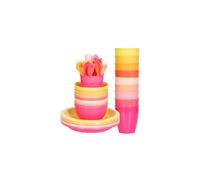 Youngever 54 pcs Plastic Kids Tableware, Re-usable Toddler Dinnerware Set, Dining Set, Cups, Kids Plates, Kids Bowls, Flatware Set, Kids Dishes S