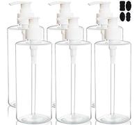 Youngever 6 Pack Clear Plastic Pump Bottles 500ML, Empty Pump Bottles for Shampoo