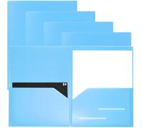 Youngever 6 Pack Heavy Duty Plastic Two Pocket Folders, Heavy Duty Plastic 2 Pocket Folder (Light Blue)