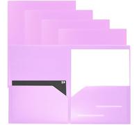 Youngever 6 Pack Heavy Duty Plastic Two Pocket Folders, Heavy Duty Plastic 2 Pocket Folder (Mauve)