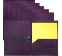 Youngever 6 Pack Heavy Duty Plastic Two Pocket Folders, Heavy Duty Plastic 2 Pocket Folder (Purple)