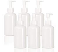 Youngever 6 Pack Plastic Pump Bottles 250ML, Refillable Plastic Pump Bottles with Travel Lock (White)