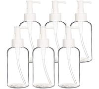 Youngever 6 Pack Re-usable 250ml Plastic Pump Bottles, Refillable Plastic Pump Bottles with Travel Lock (Clear)