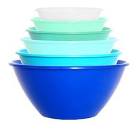 Youngever 6 Pack Reusable Plastic Mixing and Serving Bowls Set - 3.5L, 2.4L, 1.5L, 1L, 650ML, 350ML (Coastal)
