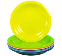Youngever 7.5" Plastic Plates, Snack Plates, BPA-Free, Microwave Safe, Dishwasher Safe, Set of 9 in Assorted Colors