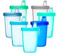 Youngever 7 Pack Reusable Kids Sippy Cups, Assorted Colors (Coastal)