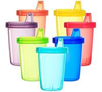 Youngever 7 Pack Toddler Sippy Cups with Lids, 250ml Reusable Kids Training Cups, Non Spill Baby Cups (Rainbow Colours)