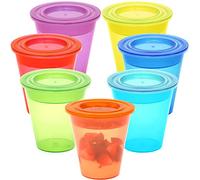 Youngever 7 Sets 250ML Plastic Parfait Cups, Dessert Cups with Lids and Inserts, Reusable Plastic Yogurt Cups with Inserts, Spill and Leak Proof (Rainbow)