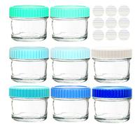 Youngever 8 Pack 120ml Glass Baby Food Storage, 4 Ounce Stackable Baby Food Glass Containers with Airtight Lids, Glass Jars with Lids, 8 Coastal Colors