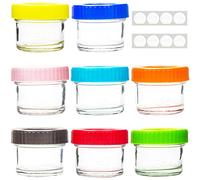 Youngever 8 Pack 120ML Glass Baby Food Storage, Stackable, Air Tight, Glass Jars with Lids, 8 Assorted Colors