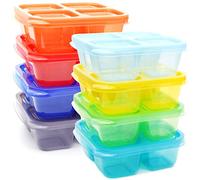 Youngever 8 Pack Bento Lunch Box, Meal Prep Containers, Re-usable Plastic Divided Food Storage Container Boxes (4-Compartment)