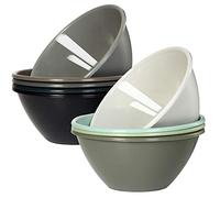 Youngever 9 Pack 1000ML Plastic Bowls, Re-usable Large Cereal Bowls, Large Soup Bowls, Set of 9 in 9 Assorted Colors (Urban)