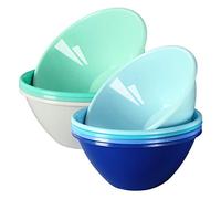 Youngever 9 Pack 1000ML Plastic Bowls, Re-usable Large Cereal Bowls, Large Soup Bowls, Set of 9 in 9 Assorted Colors (Coastal)