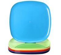 Youngever 9 Pack 12 Inch Plastic Plates, Large Square Plates, Dinner Plates, Set of 9 (9 Rainbow Colors)