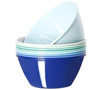 Youngever 9 Pack 1500ML Re-usable Plastic Bowls, Large Cereal Bowls, Large Soup Bowls, Set of 9 in 9 Assorted Colors (Coastal)