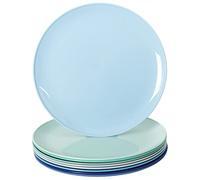 Youngever 9 Pack 20CM Re-usable Plastic Plates, Small Plates, Dinner Plates, Snack Plates (Coastal Colors)
