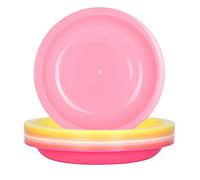 Youngever 9 Pack 20cm Small Plastic Plates, Kids Plates, Re-usable Toddler Plates, Snack Plates, Microwave Safe, Dishwasher Safe, Set of 9 (Pink)