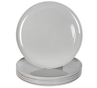 Youngever 9 Pack 25CM Re-usable Large Plastic Dinner Plates, Set of 9 (Grey Color)