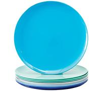Youngever 9 Pack 25CM Re-usable Plastic Plates, Large Plates, Dinner Plates, Set of 9 (Coastal Colors)