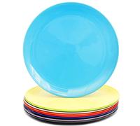 Youngever 9 Pack Rainbow Color Plastic Plates, Set of 9 (20cm, Round, Salad Plates)