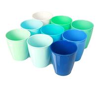 Youngever 9 Pack Re-usable 250ML Kids Cups, Kids Plastic Cups, Kids Drinking Cups, Toddler Cups in 9 Assorted Colors (Coastal)