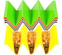 Youngever 9 Pack Re-usable Large Taco Holder Stands, Plastic Taco Plate, Taco Truck Tray Style, Dishwasher Top Rack Safe, Set of 9 Assorted Colors