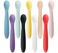 Youngever 9 Pack Silicone Kids Spoons, Unbreakable Silicone Spoons, Reusable Silicone Spoons for Kids and Toddlers (Assorted Colors)