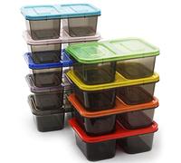 Youngever 9 Sets Bento Lunch Box, Meal Prep Containers, Reusable Plastic Divided Food Storage Container Boxes (2-Compartment)