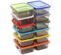 Youngever 9 Sets Bento Lunch Box, Stackable Meal Prep Containers, Reusable Plastic Divided Food Storage Container Boxes (3 Size)