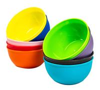 Youngever 9 Pack 300ml Small Plastic Bowls, Re-usable Kids Plastic Bowls, Toddler Bowls Set of 9 in 9 Assorted Colors (Rainbow)