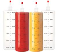 Youngever Pack Re-usable Plastic Squeeze Bottles, HDPE 4 1000ML