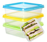 Youngever Pack Sandwich Containers for Lunch Reusable 3 600ML Box,