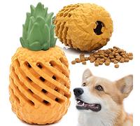 Youngever Pineapple Dog Treat Toys for Pet Teeth Cleaning, Chewing, Fetching, Tough Toy for Aggressive Chewers, Treat Food Dispensing Toys (Large 16CM)