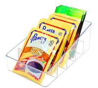 Youngever Plastic Kitchen Packet Storage Organiser, 27cm x 15cm x 10cm, Re-usable Food Storage Container Divided into 5 Compartments, Pantry Bins, Kitchen Organiser for Spices, Jars, Packets and More