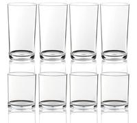 Youngever Set of 8 Plastic Drinking Tumblers, Old Fashion Plastic Glasses, Reusable Plastic Cups for Whiskey and Beer, Reusable | NO BPA | Top-rack Dishwasher Safe (12 ounce & 16 ounce)