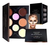 Youngfocus Cosmetics Cream Contour and Highlighting Makeup Kit - Best 8 Colors Contouring Foundation/Concealer Palette - Vegan & Cruelty Free - Step-by-Step Instructions Included