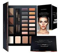 Youngfocus Eye Makeup Brow Contour Kit, 6 Eyebrow Powders, 14 Highly Pigmented Eyeshadows, 3 Highlighters, 5 Stencils, Brush Duo, Wax, 1g (Pack of 1)