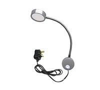 Youngine 5W UK Plug Reading Lamp, Flexible Gooseneck 5W LED Wall Mounted Bedside Light with ON/Off Switch and Plug for Bedroom Hotel Workbench Studio (Silver Warm White)